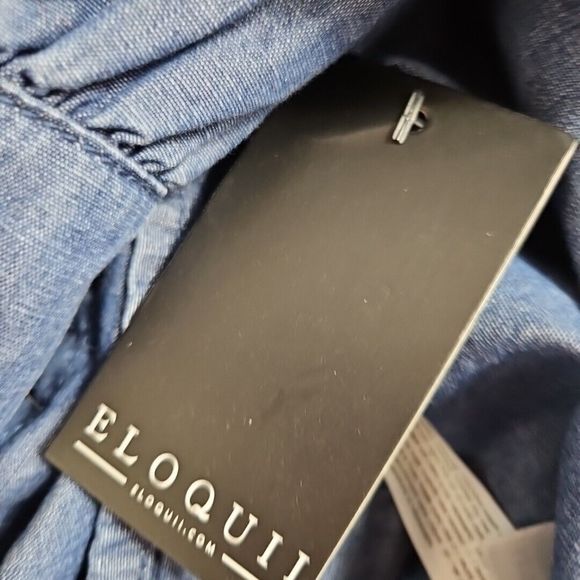 Eloquii Sz 24 Blue Blouse Cotton NEW - Picture 7 of 9